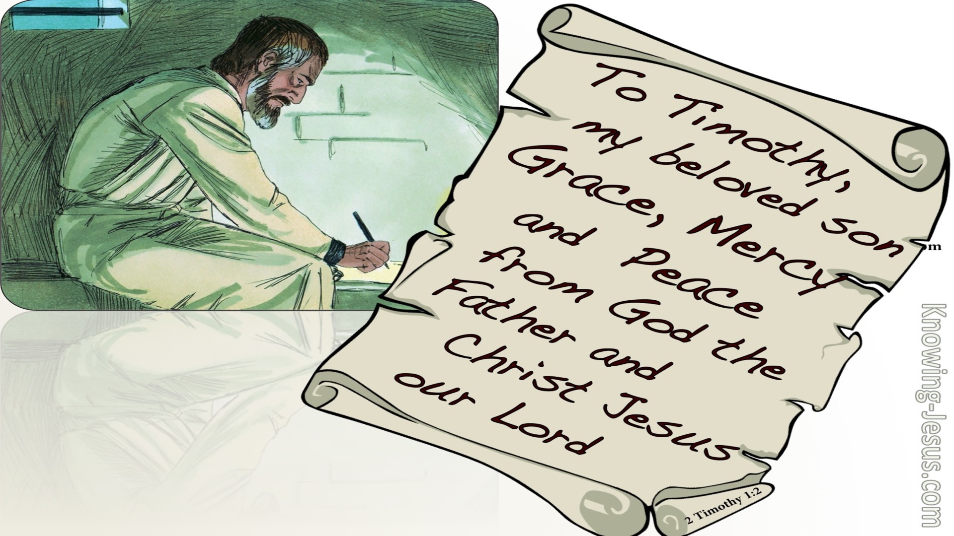2 Timothy 1:2 To Timothy Grace, Mercy And Peace (green)
